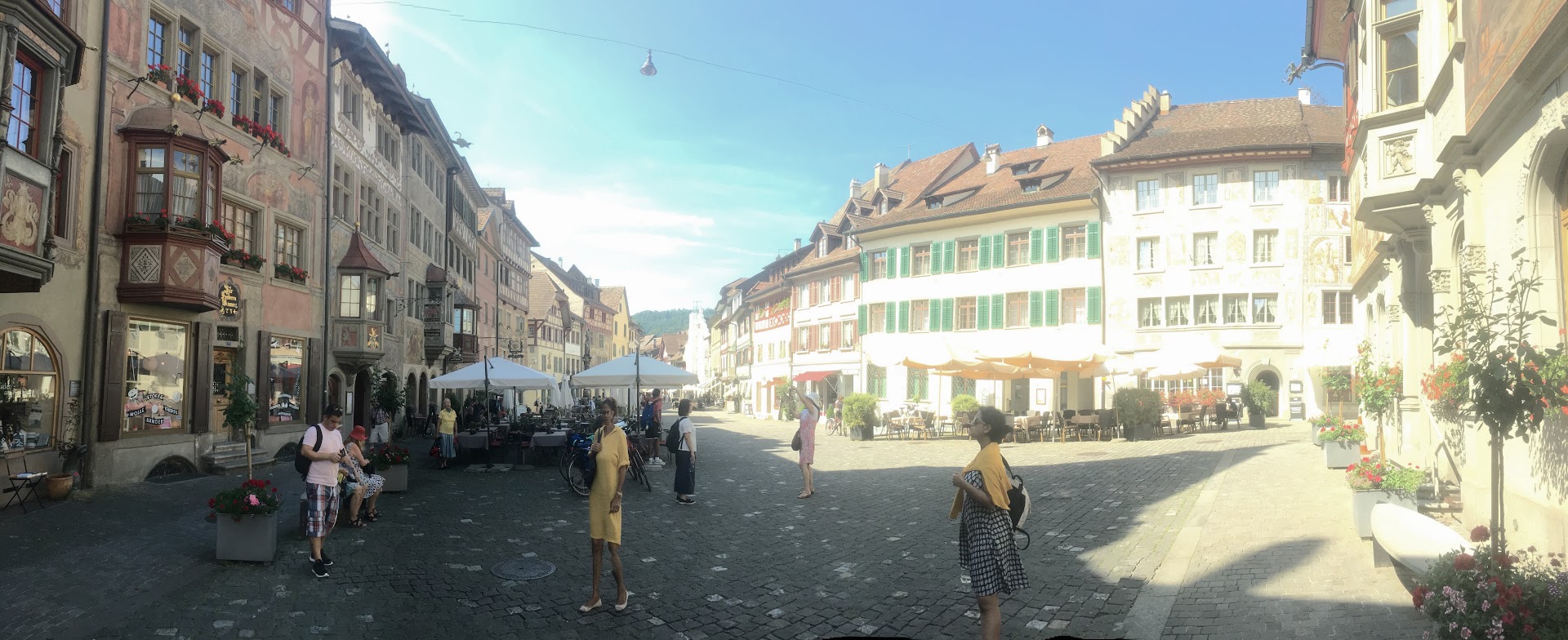 Cobblestone square in a Swiss old town, photographed by Maithili Joshi